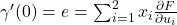 \gamma'(0)=e=\sum_{i=1}^2 x_i \frac{\partial F}{\partial u_i}