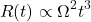 \begin{equation*}R(t) \propto \Omega^2 t^3\end{equation*}