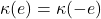 \kappa(e) = \kappa(-e)