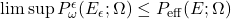 \limsup P^\epsilon_\omega(E_\epsilon;\Omega) \leq P_{\mathrm{eff}}(E;\Omega)