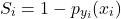 \begin{equation*}S_i = 1 - p_{y_i}(x_i)\end{equation*}
