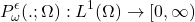 \[P^\epsilon_\omega(.; \Omega) : L^1(\Omega) \to [0,\infty)\]