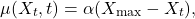 \begin{equation*}\mu(X_t, t) = \alpha (X_{\max} - X_t),\end{equation*}