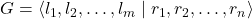 G = \langle l_1, l_2, \dots, l_m \mid r_1, r_2, \dots, r_n\rangle