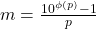 m = \frac{10^{\phi(p)}-1}{p}