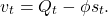 \begin{equation*}v_{t}=Q_{t}-\phi s_{t}.\end{equation*}