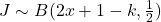 J \sim B(2x+1-k,\frac{1}{2})