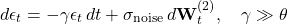 \[d\epsilon_t = -\gamma \epsilon_t\, dt + \sigma_{\text{noise}}\, d\mathbf{W}_t^{(2)}, \quad \gamma \gg \theta\]