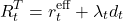 \begin{equation*}R_t^T = r_t^{\text{eff}} + \lambda_t d_t\end{equation*}