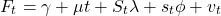 \begin{equation*}F_{t}=\gamma+\mu t+S_{t}\lambda+s_{t}\phi+v_{t}\end{equation*}
