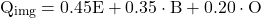 \begin{equation*}\mathrm{Q_{img} = 0.45⋅E + 0.35\cdot B + 0.20\cdot O}\end{equation*}