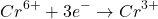 \begin{equation*}Cr^{6+} + 3e^- \rightarrow Cr^{3+}\end{equation*}