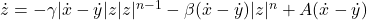 \dot{z} = -\gamma |\dot{x} - \dot{y}| z |z|^{n-1} - \beta (\dot{x} - \dot{y}) |z|^n + A(\dot{x} - \dot{y})