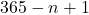 365 - n + 1