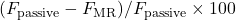 (F_{\mathrm{passive}} - F_{\mathrm{MR}})/F_{\mathrm{passive}} \times 100