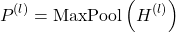 \begin{equation*}P^{(l)} = \text{MaxPool}\left(H^{(l)}\right)\end{equation*}