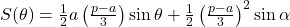  S(\theta) = \frac{1}{2}a\left(\frac{p-a}{3}\right)\sin\theta + \frac{1}{2}\left(\frac{p-a}{3}\right)^2\sin\alpha 