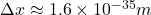 \Delta x \approx 1.6 \times 10^{-35}m