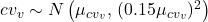 cv_v \sim N\left(\mu_{cv_v},\,(0.15 \mu_{cv_v})^2\right)