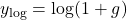 \[y_{\log} = \log(1 + g)\]
