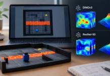 Probing Frozen Visual Representations for Safety-Relevant Structure in MiniGrid LavaGap Navigation: A Geometric Comparison of DINOv3 and ResNet-50