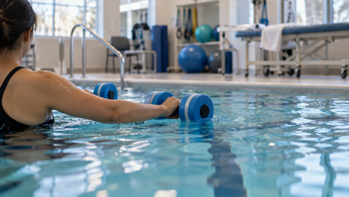 Aquatic Therapy with Blue Foam Weights
