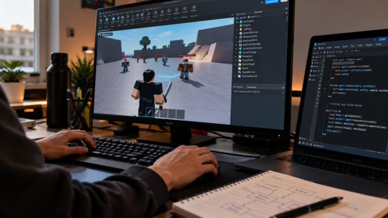Reinforcement Learning Inside a Closed Game Platform: Combat NPCs Trained and Evaluated Entirely Within Roblox