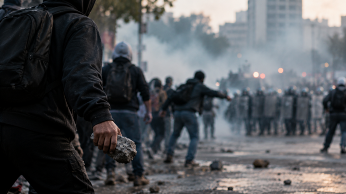 Smoky Urban Protest Standoff