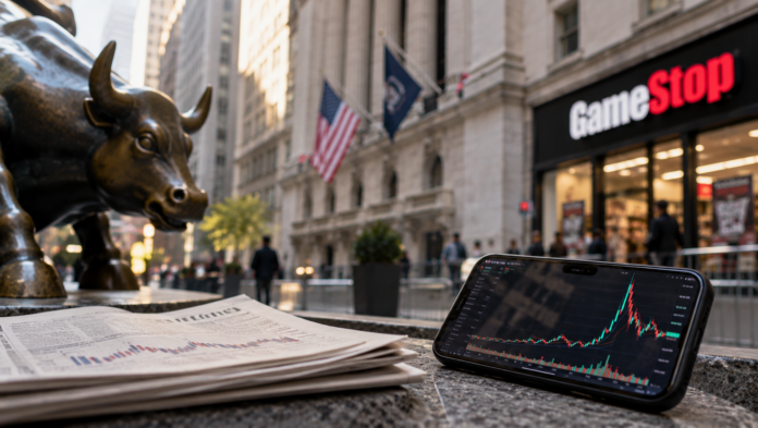 Wall Street Bull and GameStop Charts